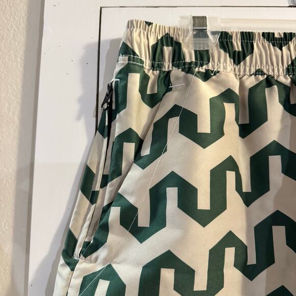 OAS Atlas Board Short Lined Size Large  Green/ Cream Vacation Swimwear - Picture 6 of 9